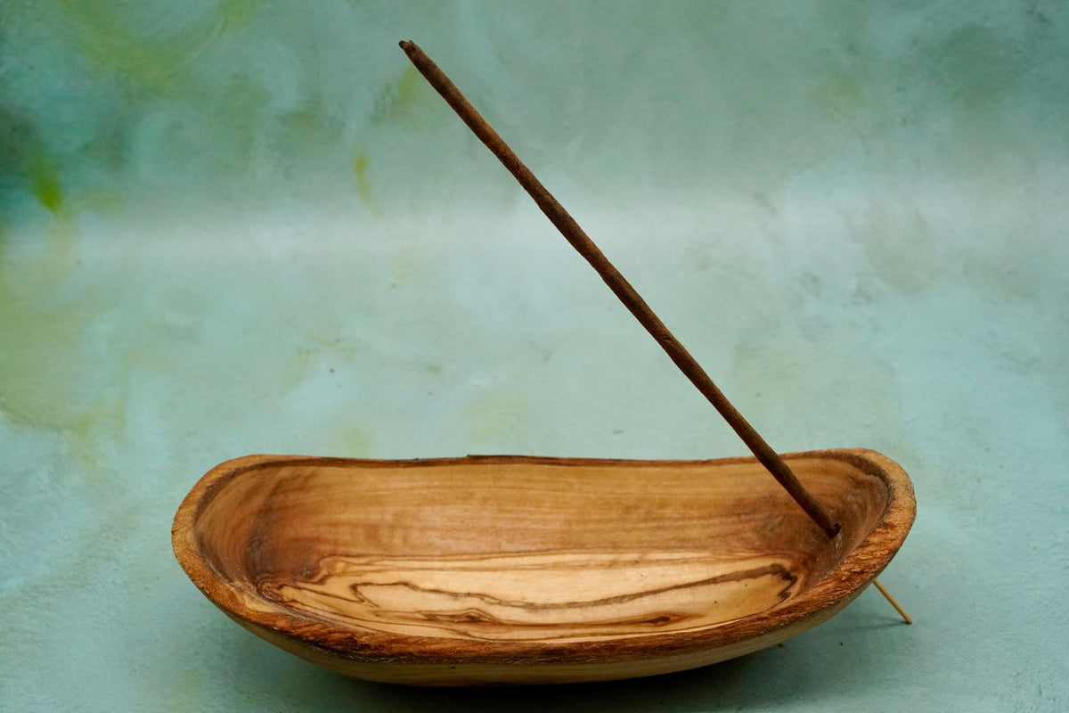 Wooden Incense Holder Hand Made Olive Wood Ash Catcher